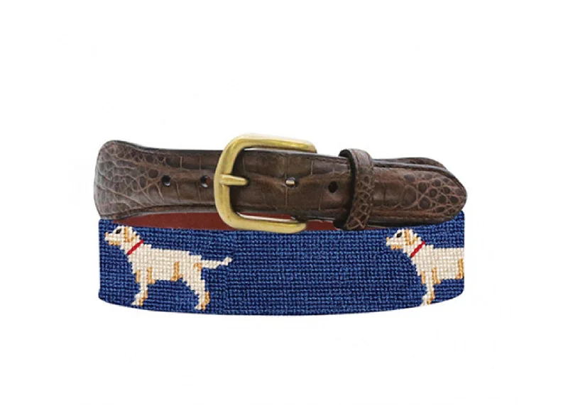 Smathers & Branson Yellow Lab Croc Tab Needlepoint Belt