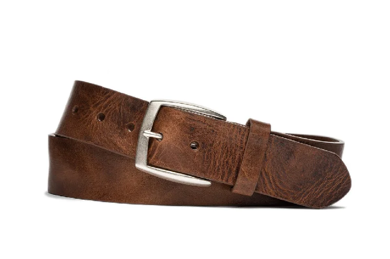 Vintage Calf Leather Belt with Antique Nickel Buckle