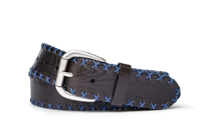 Chocolate Leather / Royal Blue Stitching