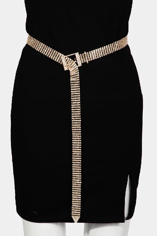 Fashion belt with loop detail-Rhinestone Chain Link Fashion Belt