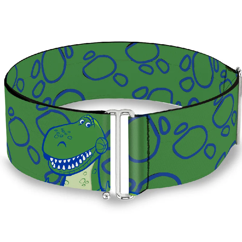 Womens Belts late twist-Cinch Waist Belt - Toy Story Rex Smiling Spots Green Blue