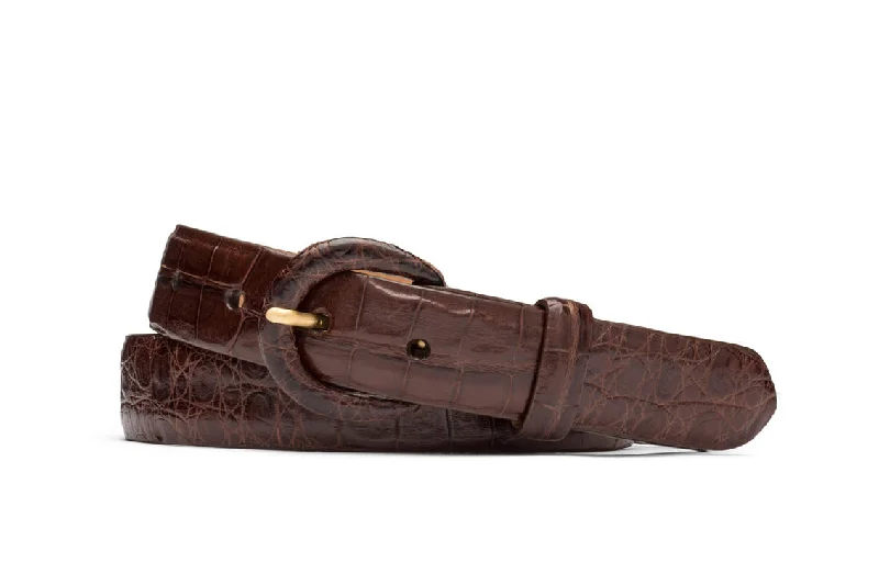 Caiman Crocodile Belt with Covered Buckle