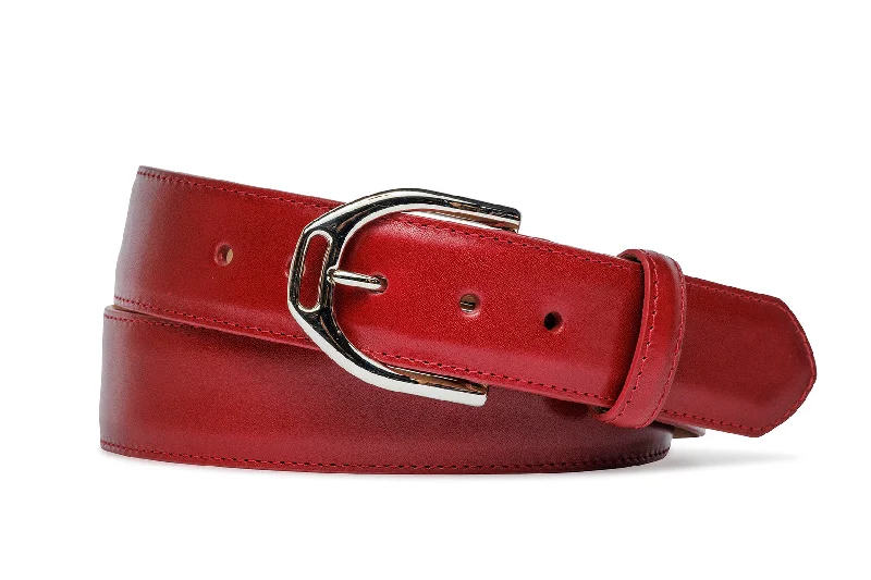 Glazed Calf Belt with Nickel or Gold Stirrup Buckle