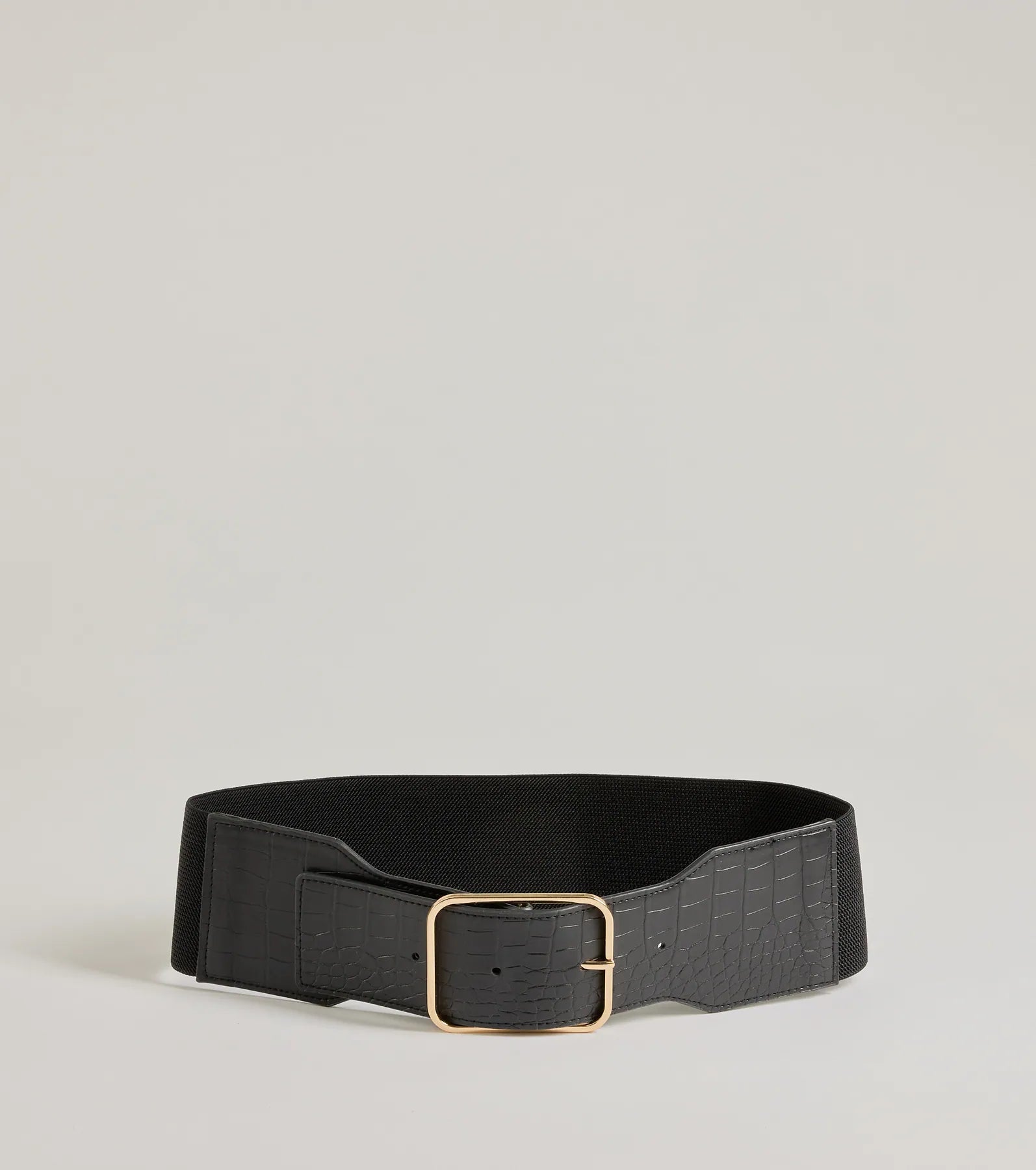 Wide Belt Tough-Major Stun Faux Croc-Embossed Wide Stretch Belt