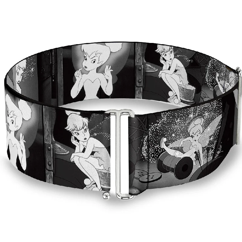 Womens Belts hope treat-Cinch Waist Belt - Tinker Bell Scenes Black White