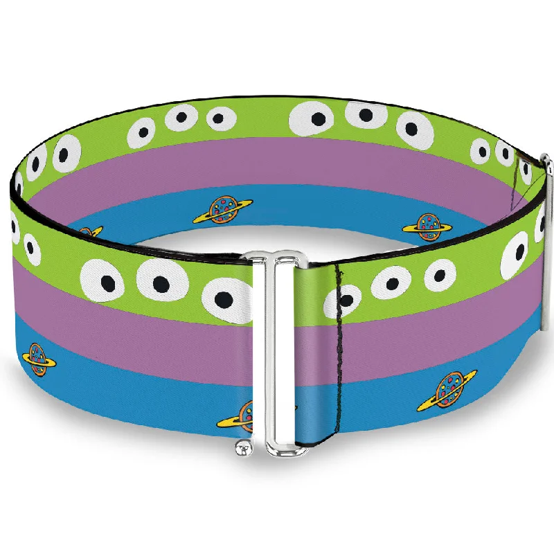 Womens Belts set layer-Cinch Waist Belt - Toy Story Alien Bounding Striping Green Purple Blue