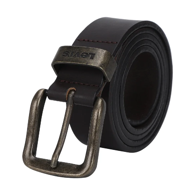 Mens Belts copper-Men's Solid Brand Logo Belt