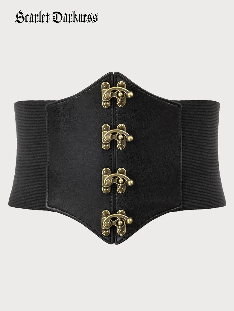 Wide Belt Easy Clean-Pirate Retro Buckle Wide Waist Stretch Corset Belts