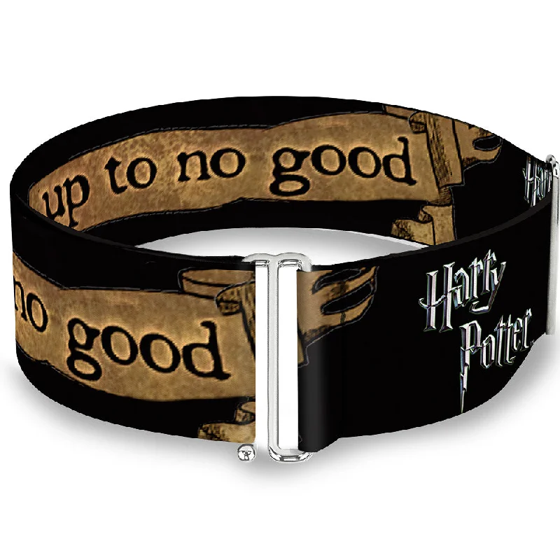 Womens Belts fine pin-Cinch Waist Belt - Harry Potter I SOLEMNLY SWEAR I AM UP TO NO GOOD Banner Black Tan