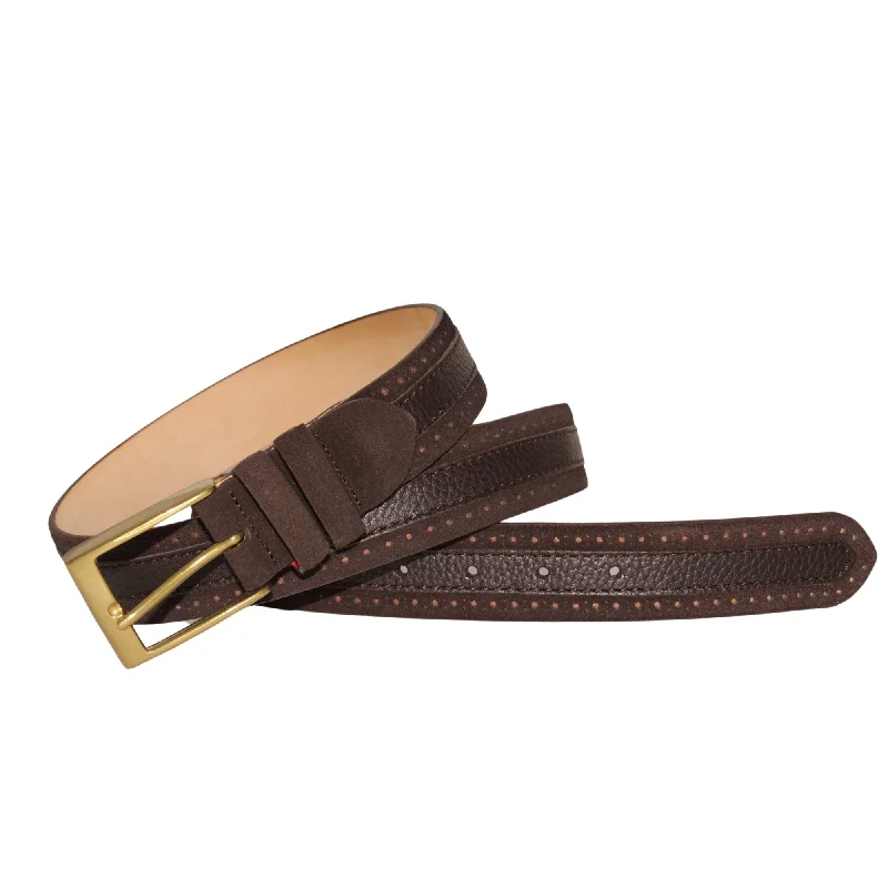 LEYVA Two-Tone Leather Belt BROWN/CHOCOLATE