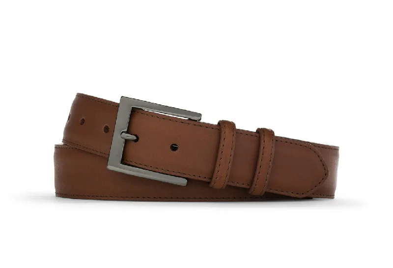 Extra-Long Matte Calf Belt with Gunmetal Buckle