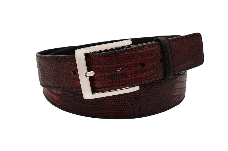 belt buckle subscription box-Black Cherry Lizard Leather Belt