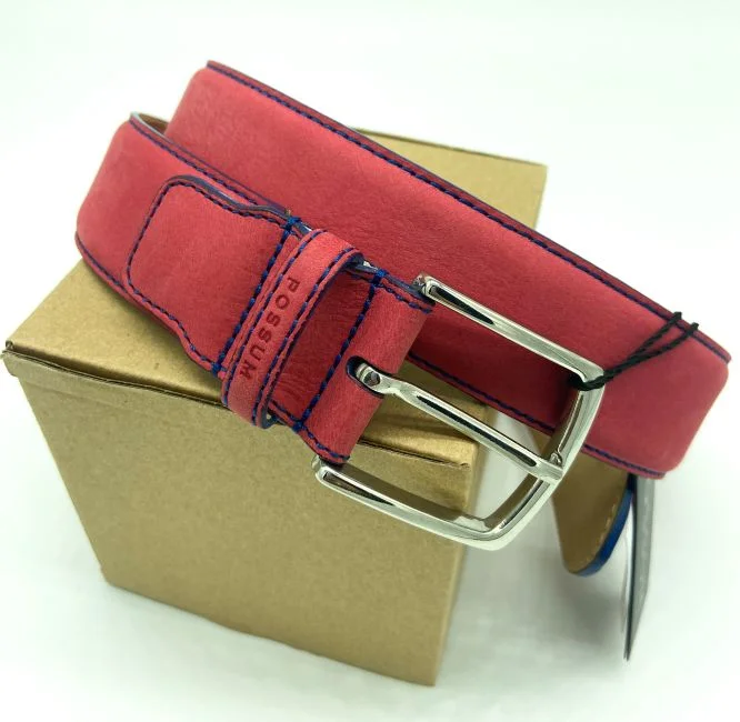 SOFT BOVINE NUBUCK LEATHER RED BELT