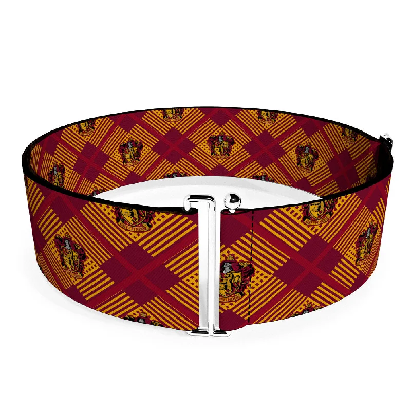 Womens Belts chip chic-Cinch Waist Belt - Harry Potter Gryffindor Crest Plaid Reds Gold