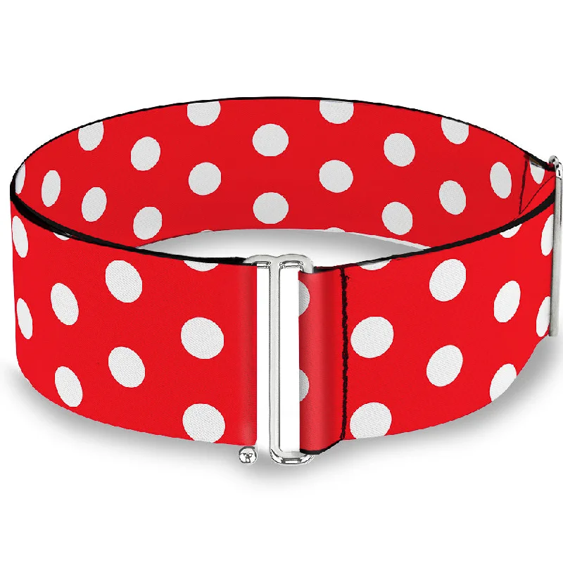 Womens Belts live stock-Cinch Waist Belt - Minnie Mouse Polka Dots Red White